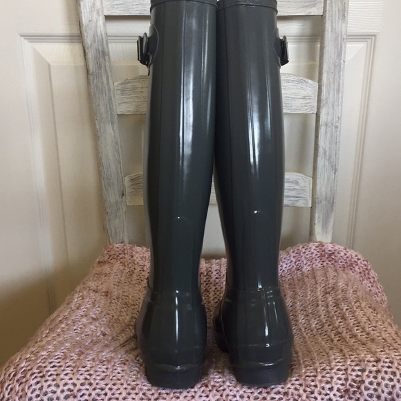 Hunter Original Gloss Tall Boots Graphite Gray - Picture 10 of 16
